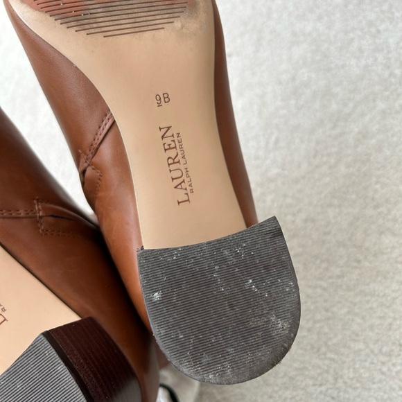 Lauren Ralph Lauren Wynne Polo Tan Leather Burnished Calf Ankle Boots - Picture 13 of 13